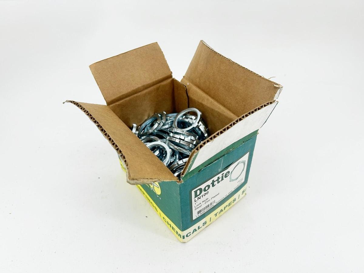 Box of 100 L.H. Dottie LN100 Lock Nuts 1" Zinc Plated Steel