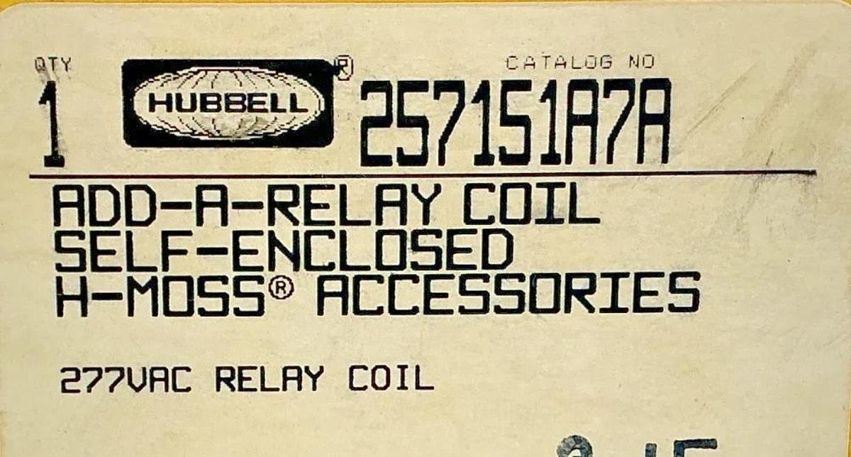 New Hubbell 257-151A7A Relay Coil Self-Enclosed 5-Moss 3-Wire 277V Coil 50/60HZ
