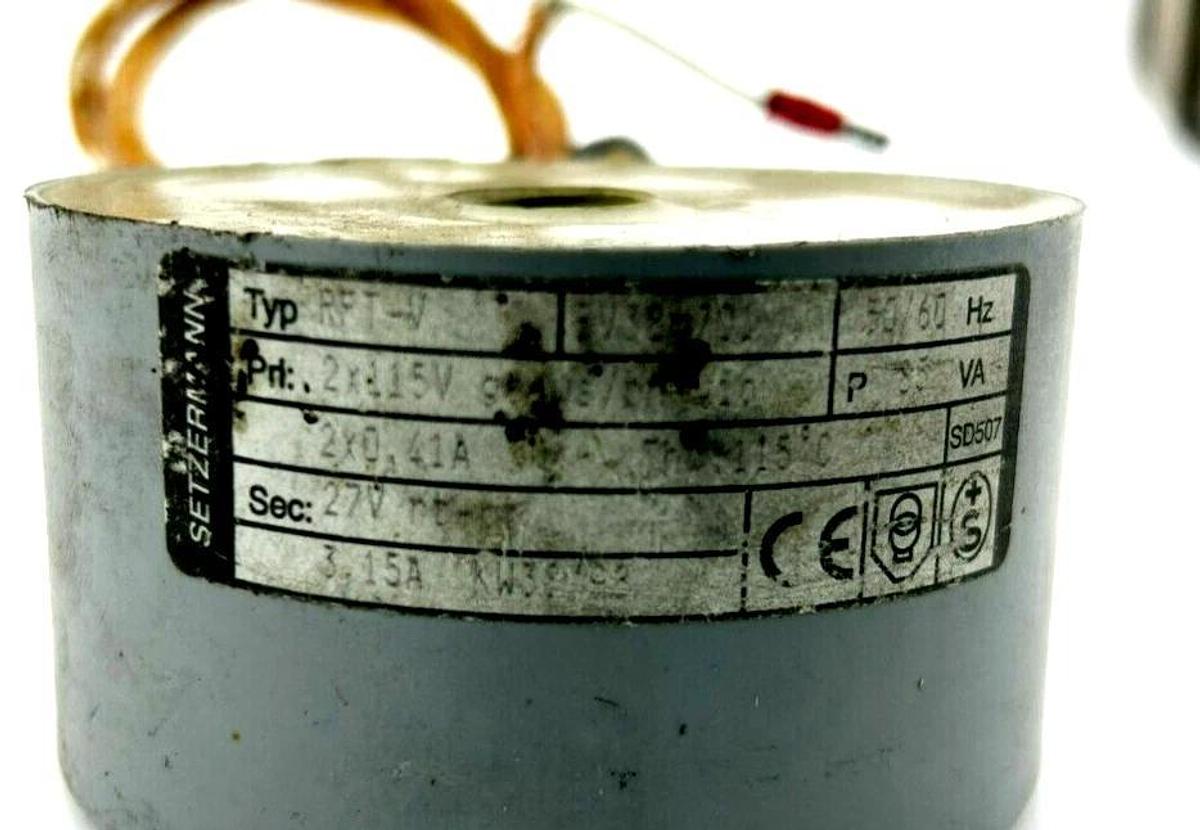 Used Setzermann RFT-V Transformer, Pri: 115V, 0.41A, Sec: 27V, 3.15A, 50/60Hz
