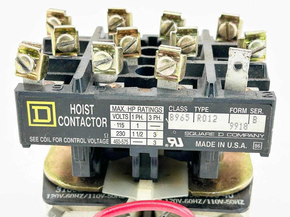 Used Square D 8965RO12V02 Hoist Contactor 575V 3PH 110/120V Coil 50/60Hz