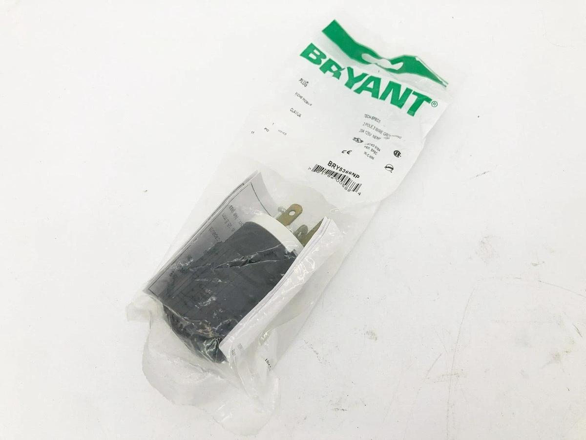 Lot of 2 New Bryant BRY5366NP Straight Plugs NEMA 5-20 20A 125V