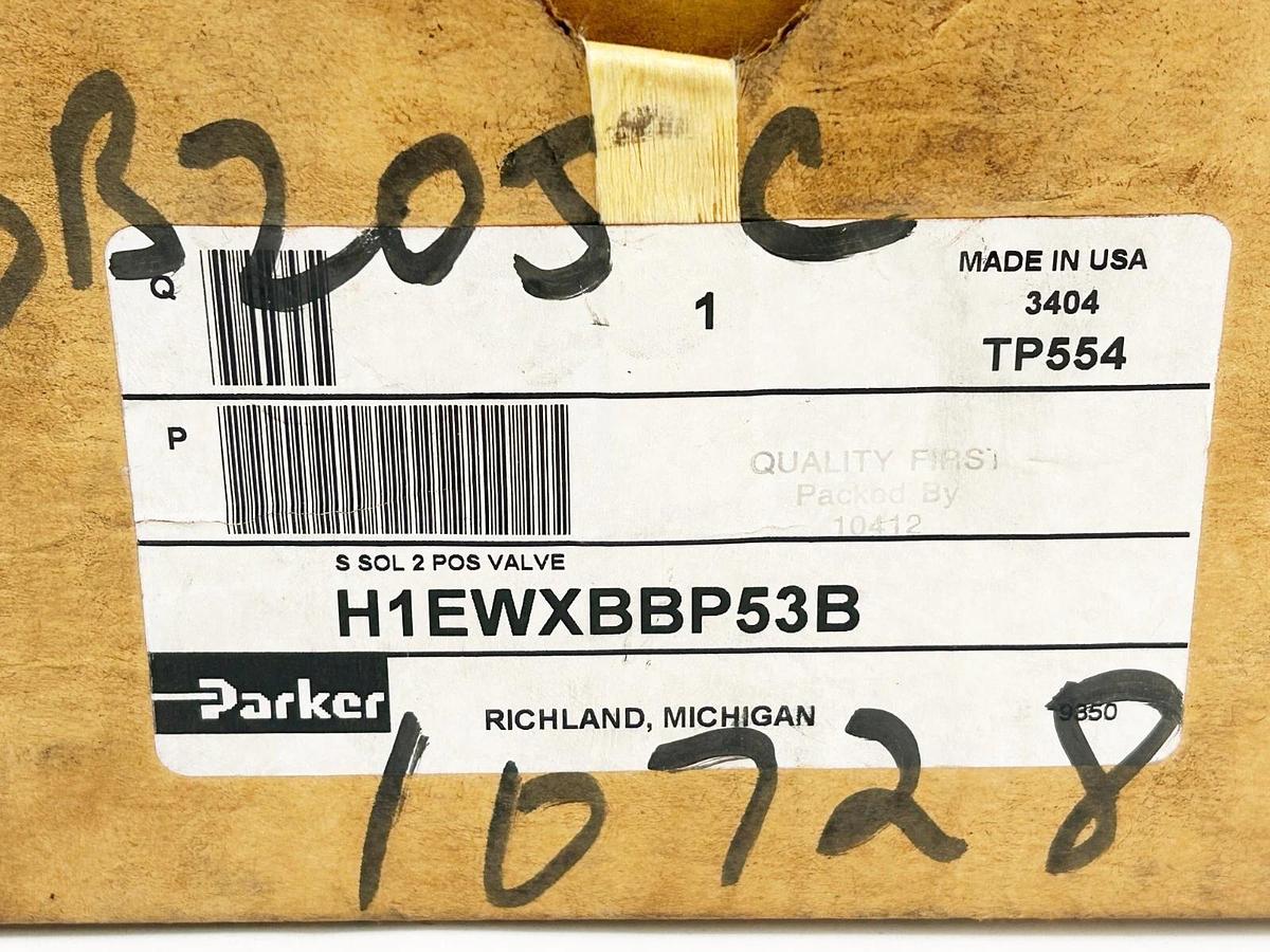 New Parker H1EWXBBP53B Solenoid Valve 145PSI 120V 50/60Hz