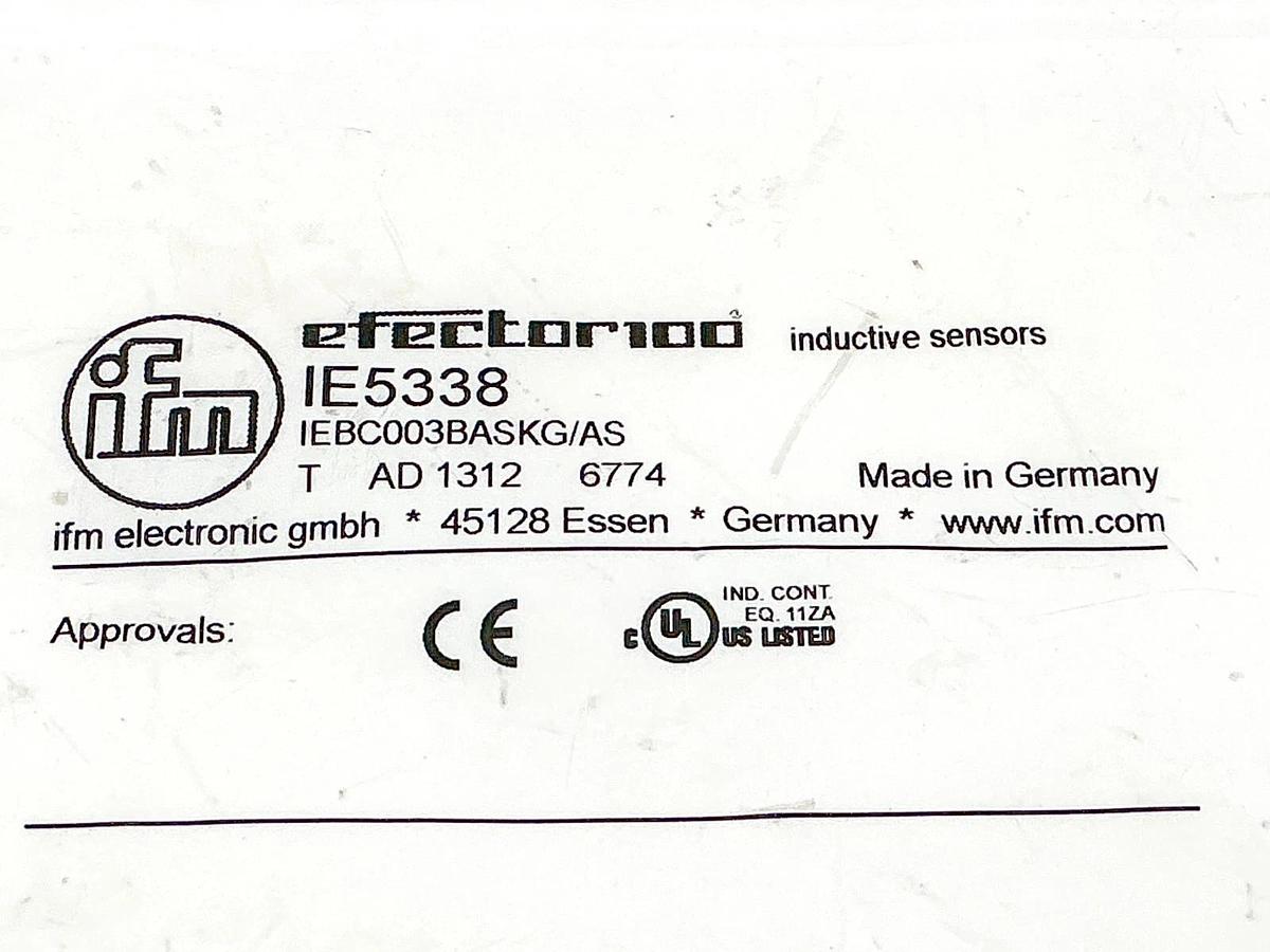 New IFM IE5338 Inductive Sensor 10-30VDC 100mA IEBC003BASKG/AS