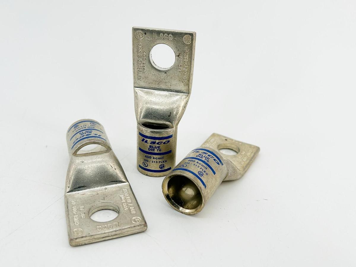 New Lot of 3 Ilsco C8W8-400-12 Copper Compression Lug Die 76 400KCMIL