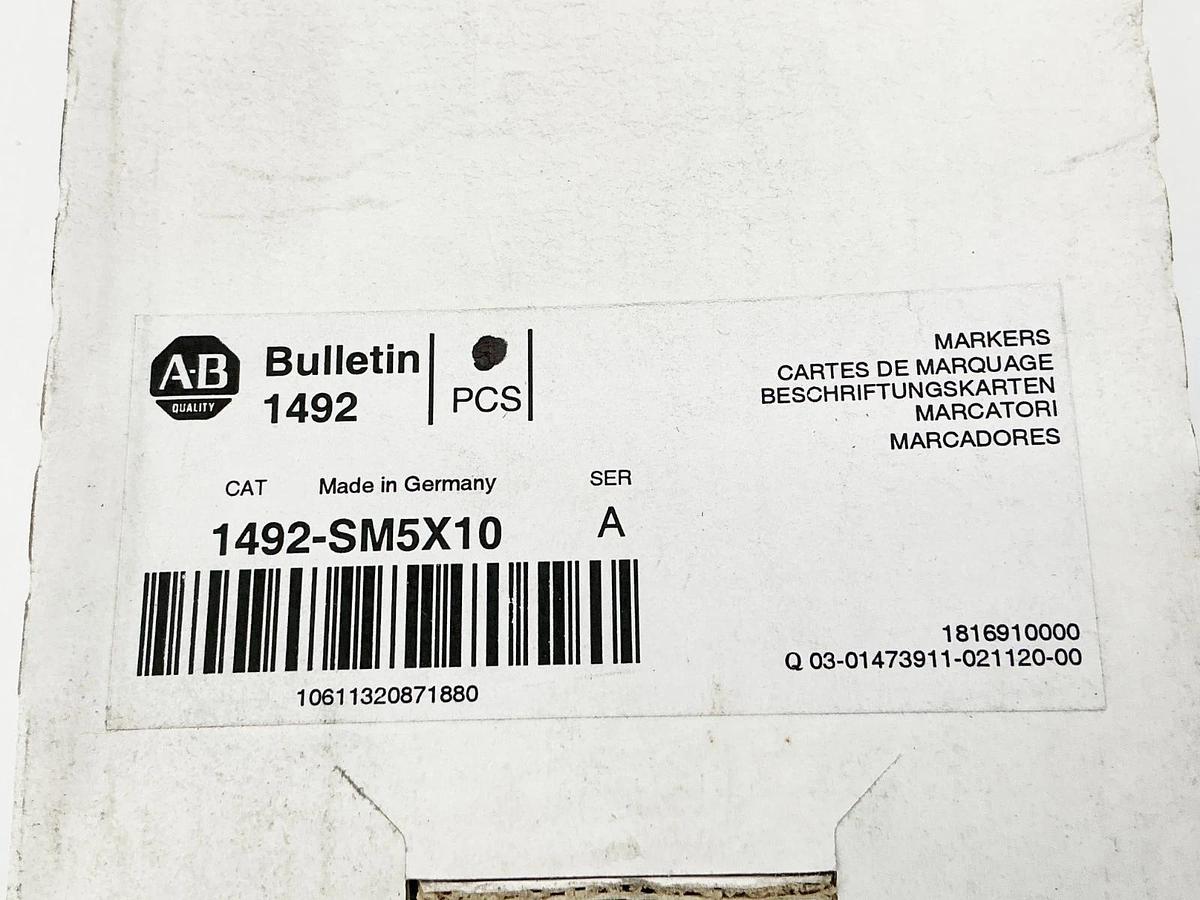 New Allen Bradley Pack of 4 1492-SM5X10 Marker Card Snap In 5X10mm Ser.A