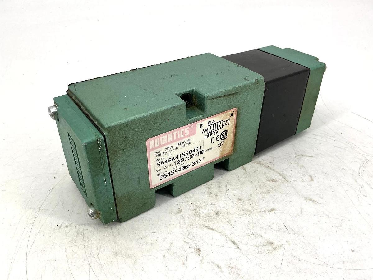 Used Numatics 554SA415K046T Solenoid Valve 150PSIG-Air 0.37A 120VAC 50/60HZ