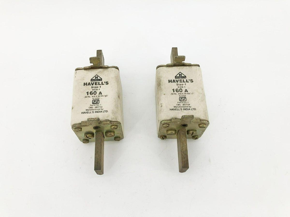 Used Lot of 2 Havell's HCD-1 160A Fuses Size-1
