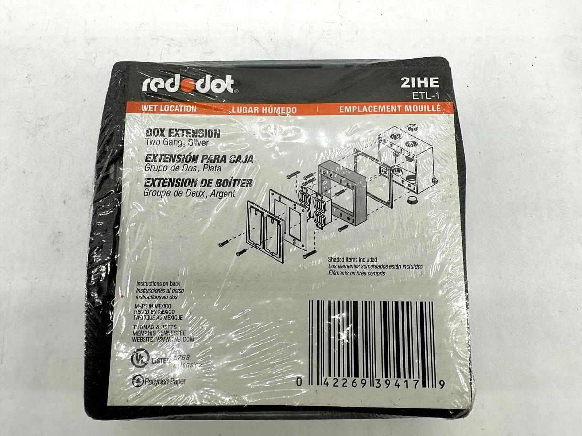 Lot of 2 New Red Dot 2IHE Box Extension 2 Gang Silver ETL-1