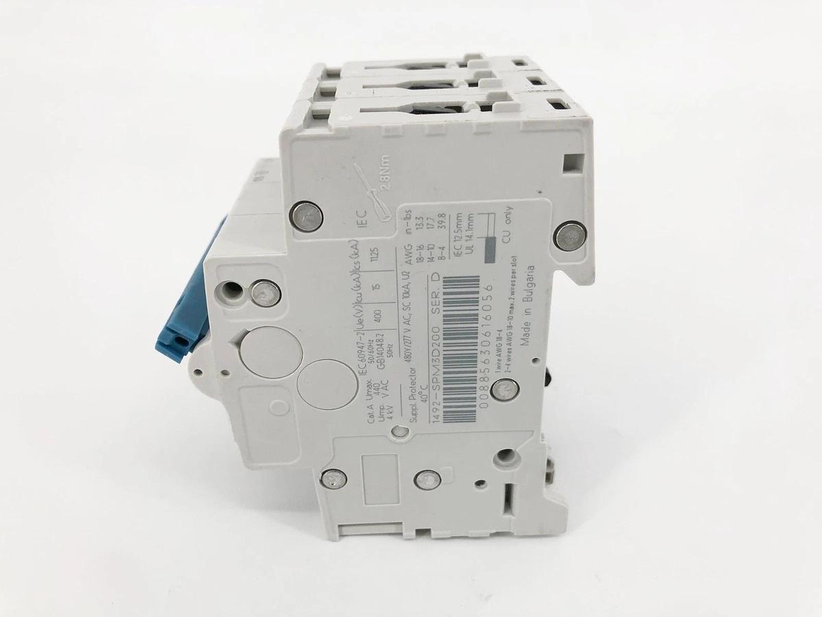 New Allen Bradley 1492-SPM3D200 Ser. D Supplementary Protector 3 Pole 20A