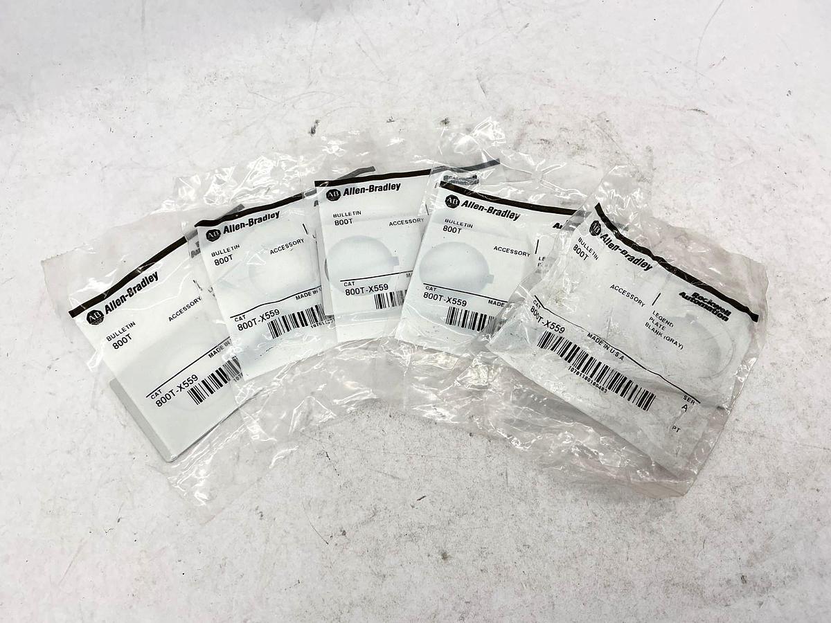 Lot of 5 New Allen Bradley 800T-X559 Ser A Legend Plate Blank Gray