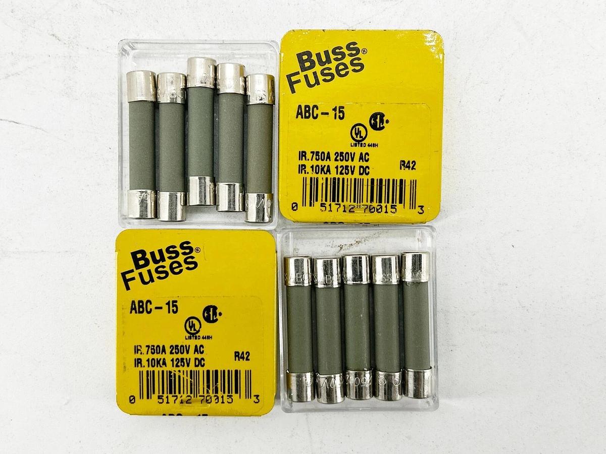 New Lot of 10 Bussmann ABC-15 Fuse 15A