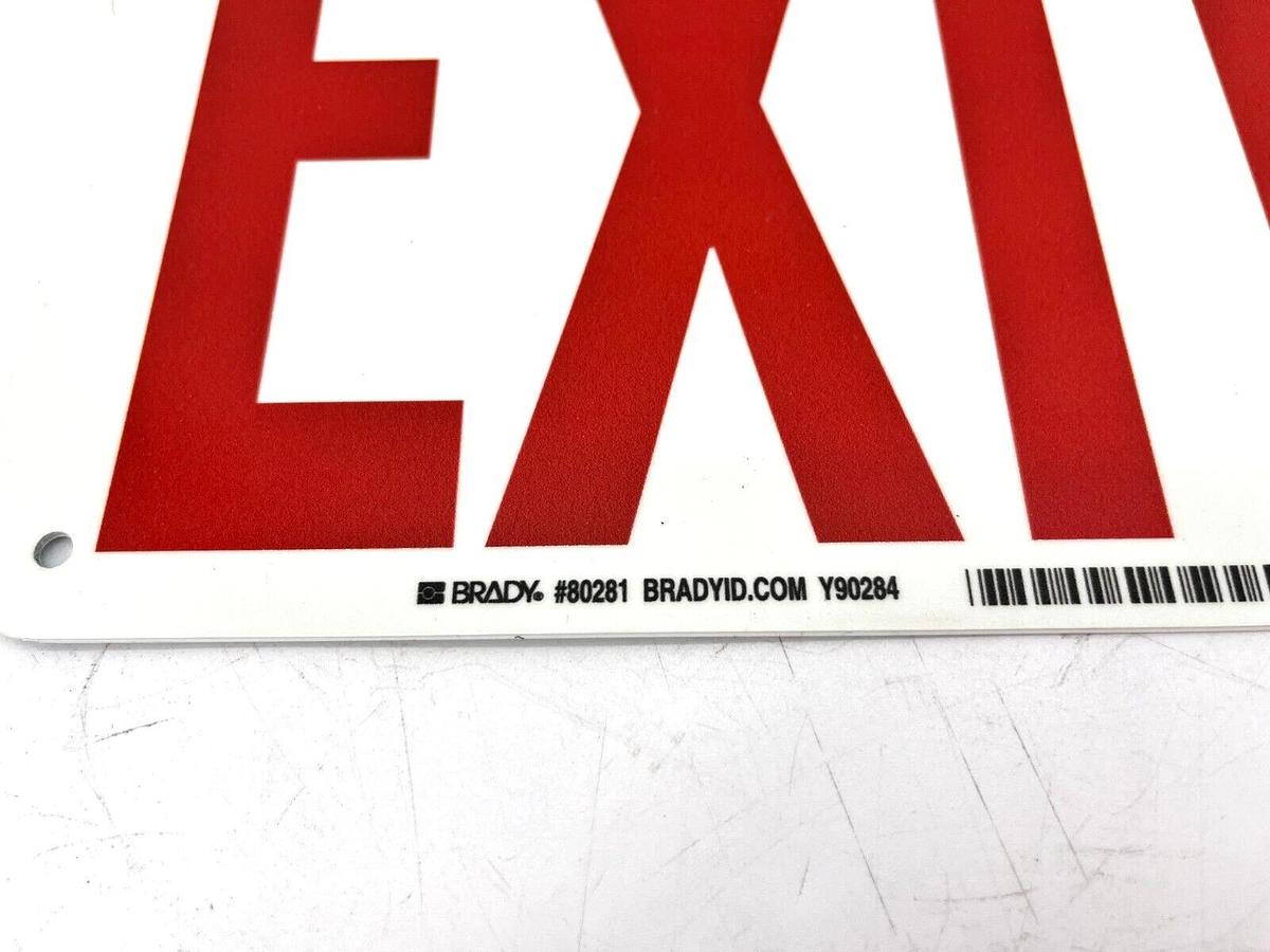 New Brady 80281 Glow-in-the-Dark Exit Sign 7"x10" Laminated Polystyrene