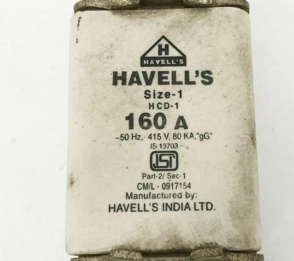 Used Lot of 2 Havell's HCD-1 160A Fuses Size-1