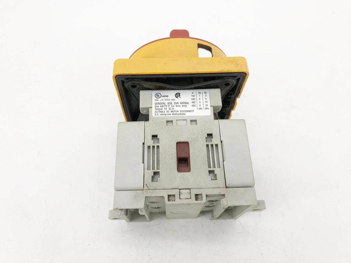 Used Allen Bradley Ser. B 194E-E25-1753 Rotary Control Load Switch 25A 600VAC