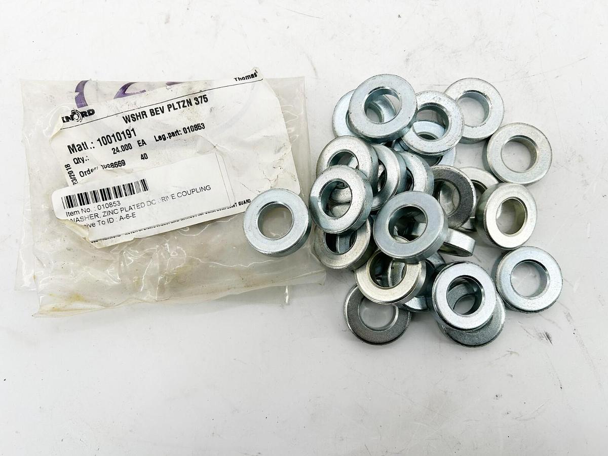 New Lot of 24 Rexnord 010853 WSHR BEV PLTZN 375 Washer Zinc Plated 10010191