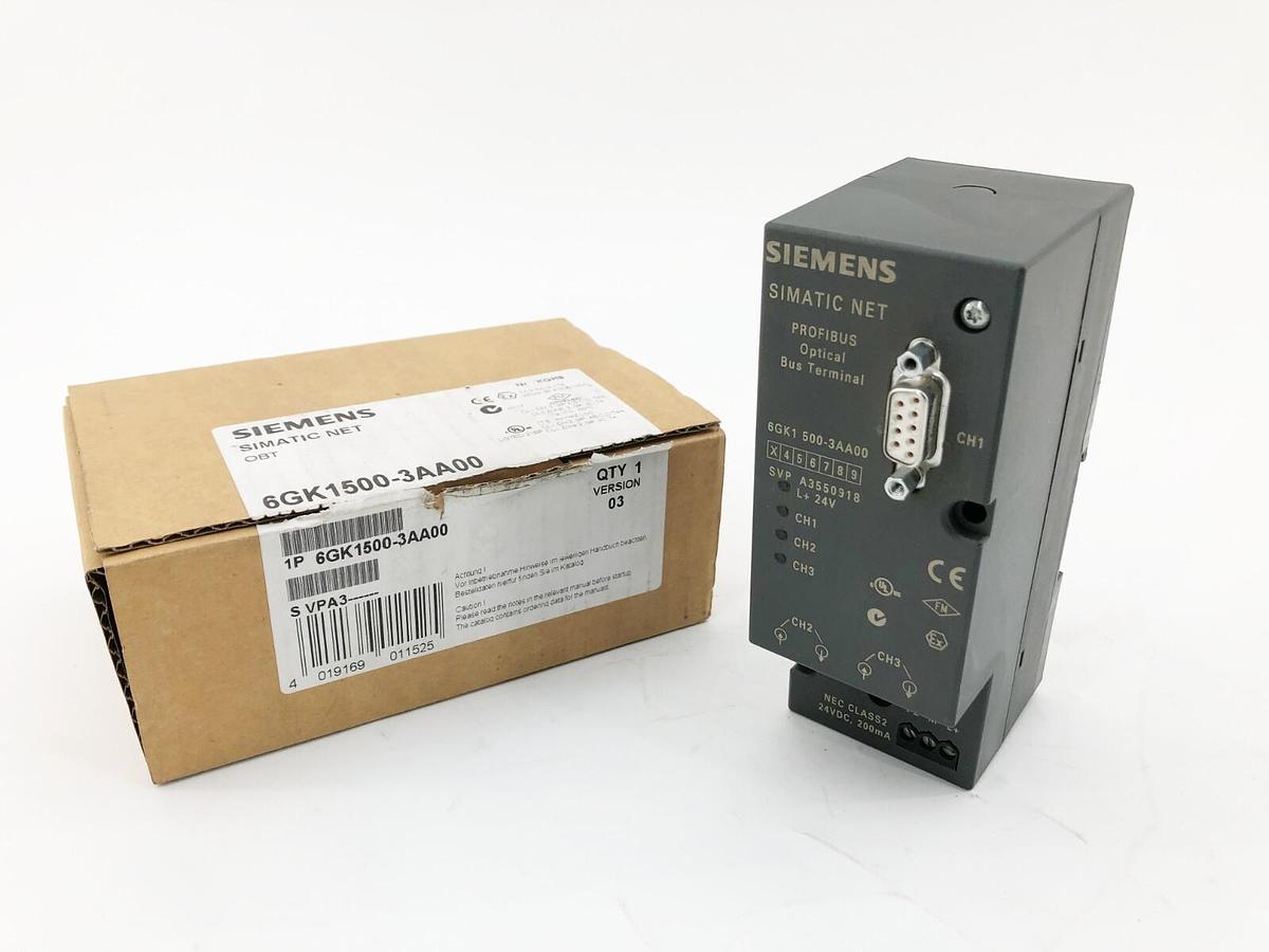 New Siemens 6GK1500-3AA00 Simatic Net Profibus Optical Bus Terminal