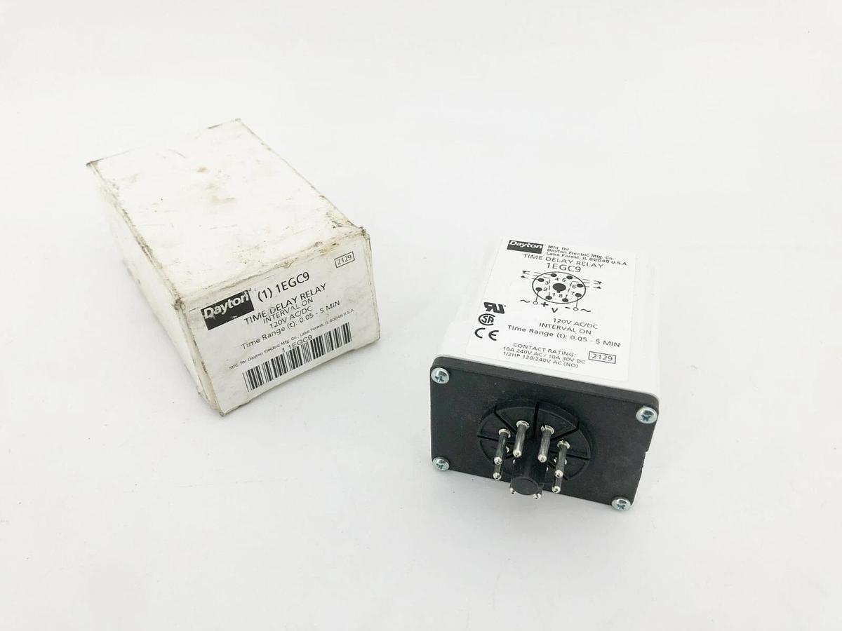 New Dayton EGC9 Time Delay Relay 120VAC/DC 0.05-5 min.