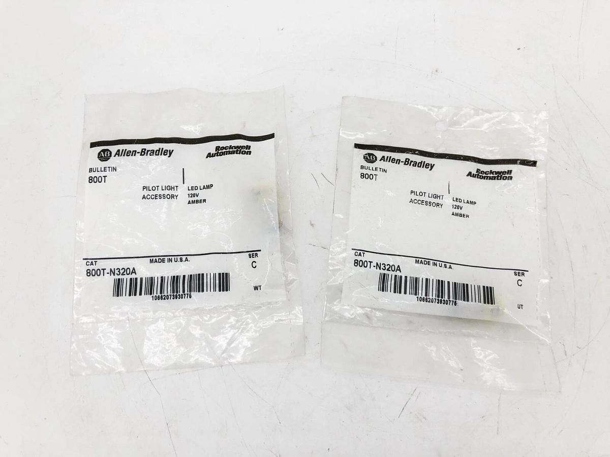 Lot of 2 New Allen-Bradley 800T-N320A Ser. C Amber Pilot Light Cluster Bulbs