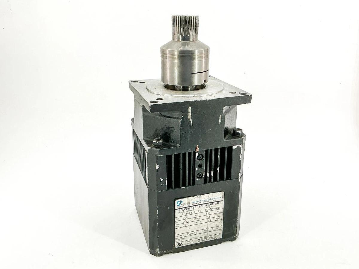 Used Pacific Scientific R63HENA-R2-NS-NV-00 Servomotor 27A 35RPM 8.0NM