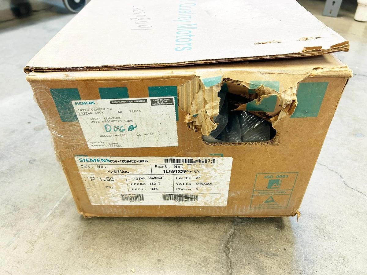 New Siemens 1LA91826YK60 AC Motor RGZESD 1.5 HP 230/460V 3PH HPG1050