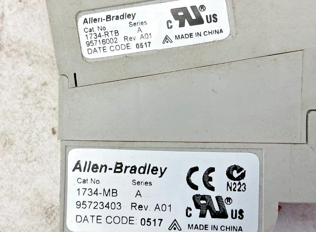 Used Lot of 2 Allen Bradley 1734-MB Ser A Point I/O Mounting Base w/ 1734-RTB Ser A