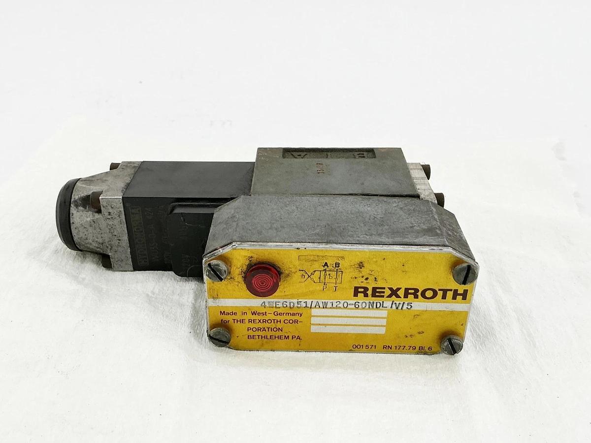Used Rexroth 4WE6D51/AW120-60NDL/V/5 Hydraulic Solenoid Valve 120V 60Hz 46VA