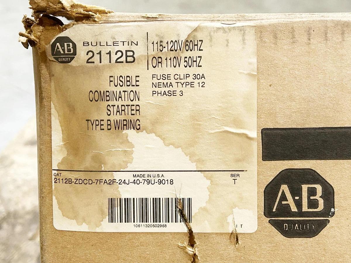 New Allen Bradley 2112B-ZDCD-7FA2F-24J-40-79U-9018 Fusible Combination Starter