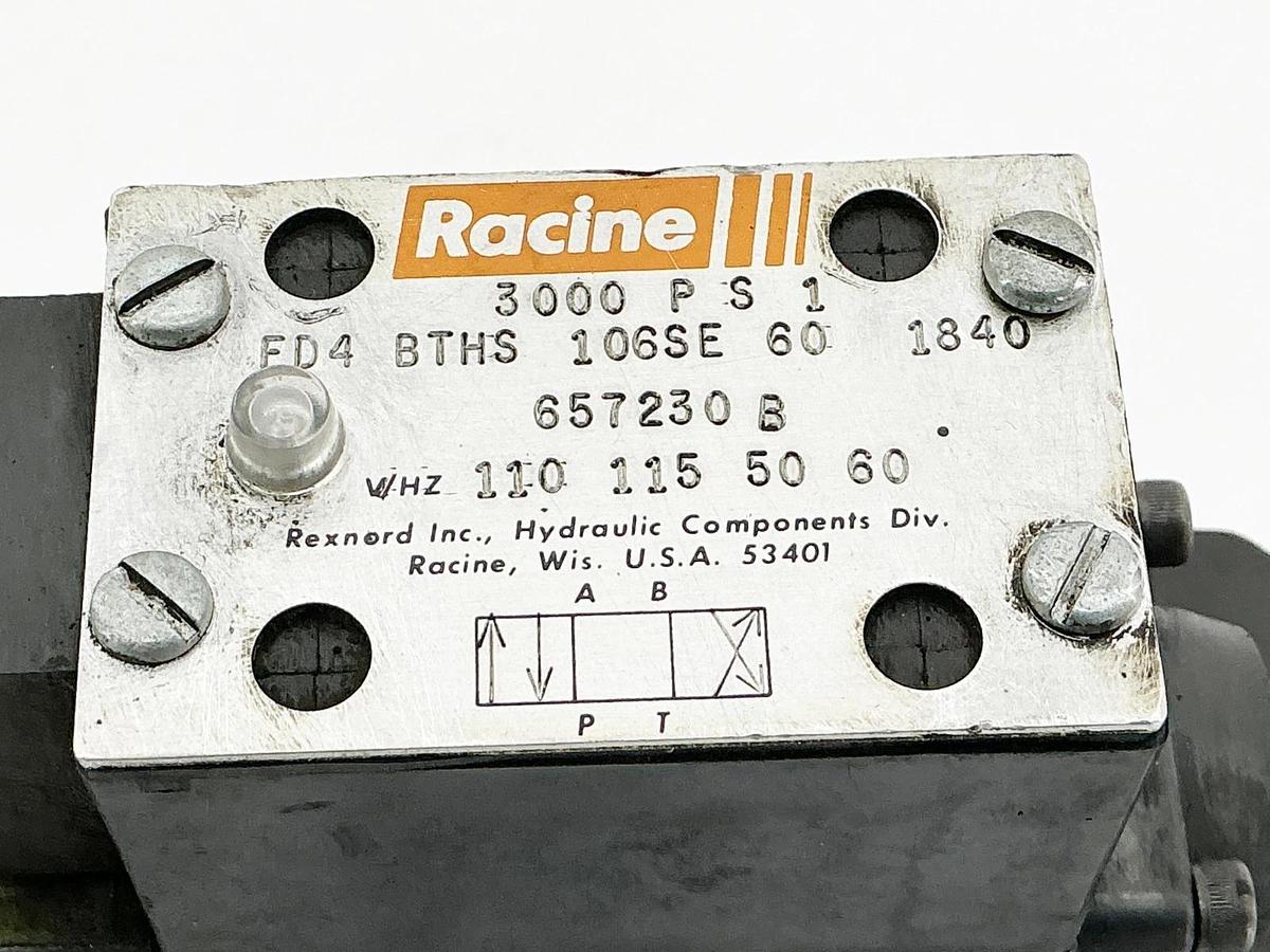 Used Racine FD4-BTHS-106SE-60-1840 Solenoid Valve 3000PSI 110/115V 50/60Hz