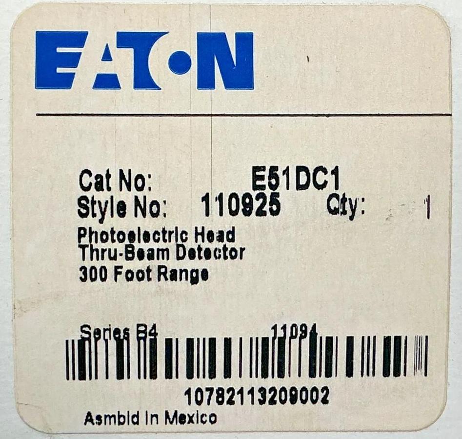 New Eaton E51DC1 Ser B4 Photoelectric Head Thru-Beam Detector 300ft Range