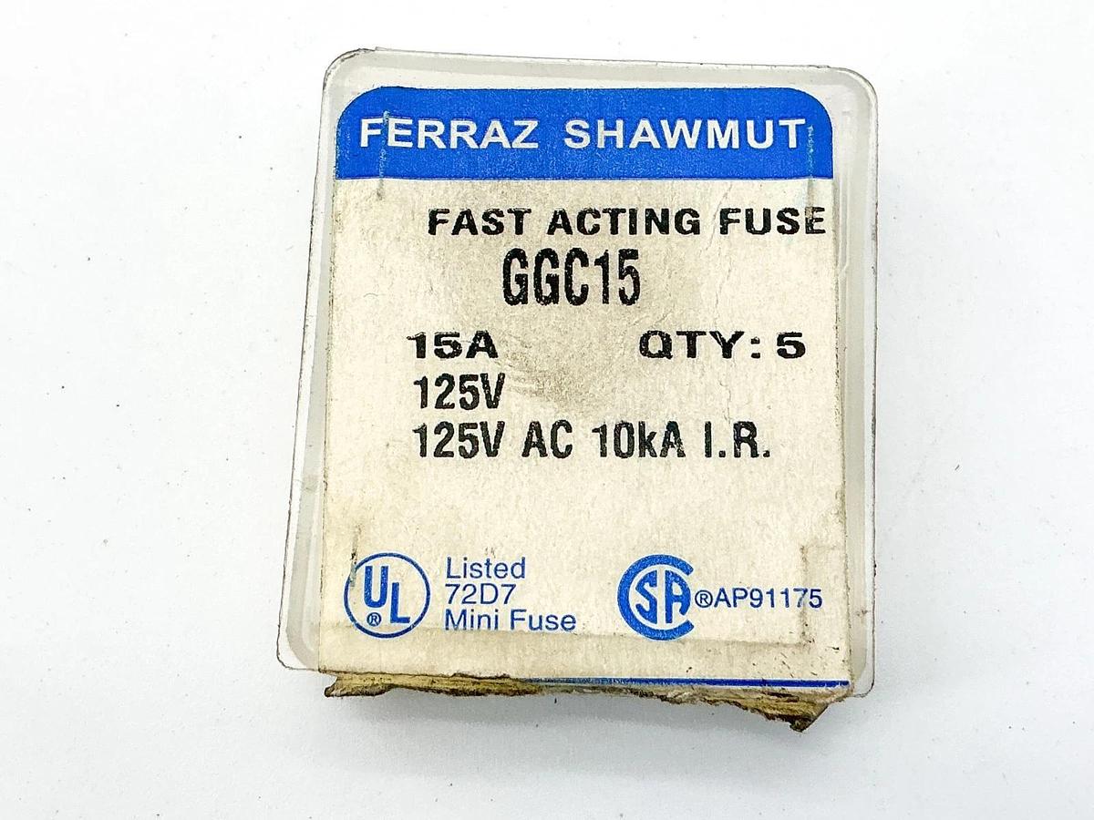 New Lot of 14 Ferraz Shawmut GGC15 Glass Fuse 15A 125V