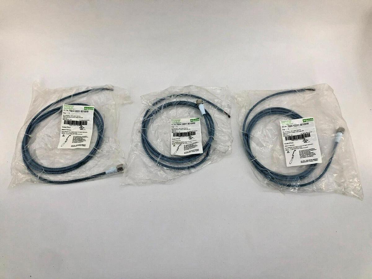 Lot of 3 New Murr Elektronik 7024-12221-3210200 Cables M12 Axial Female 6.5FT.
