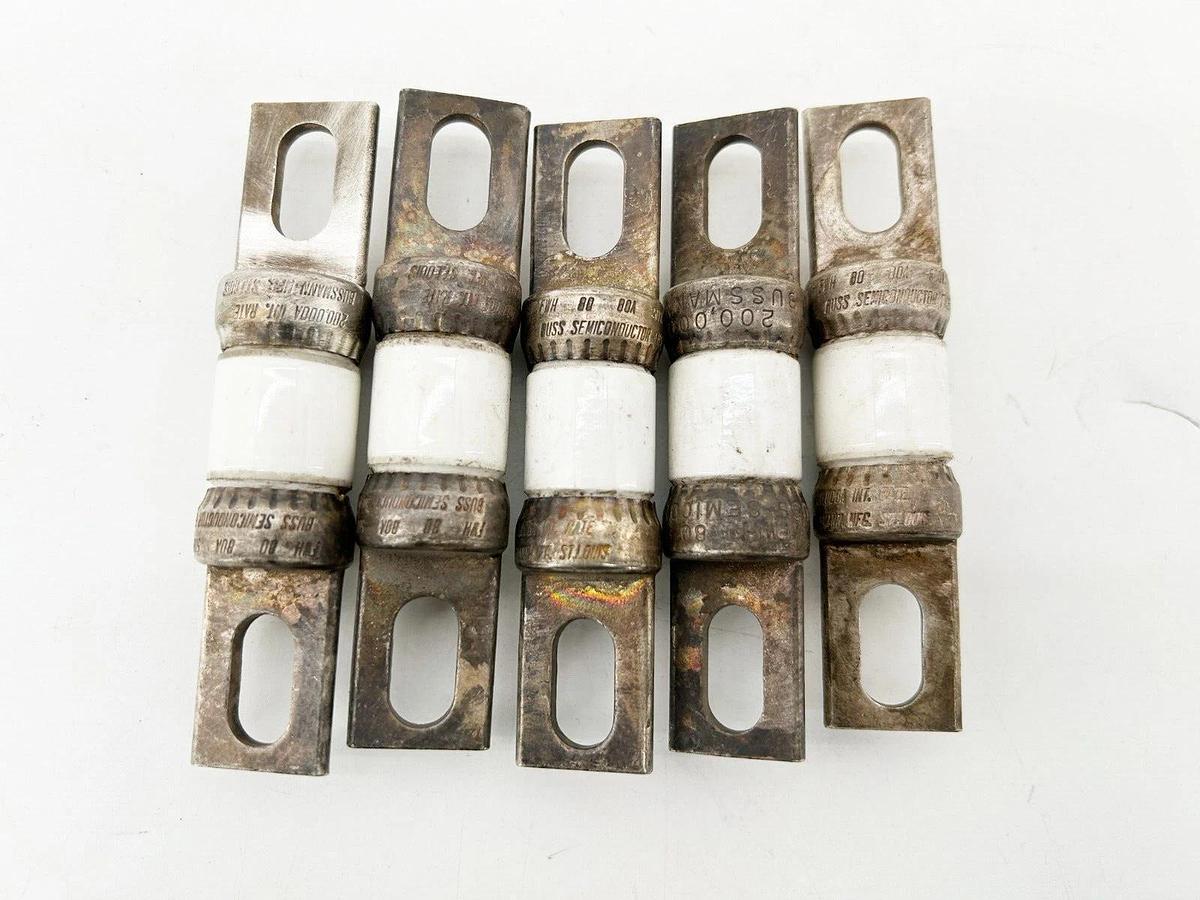 Used Lot of 5 Bussmann FWH-80 High Speed Fuse 80Amp 500V Series FWH