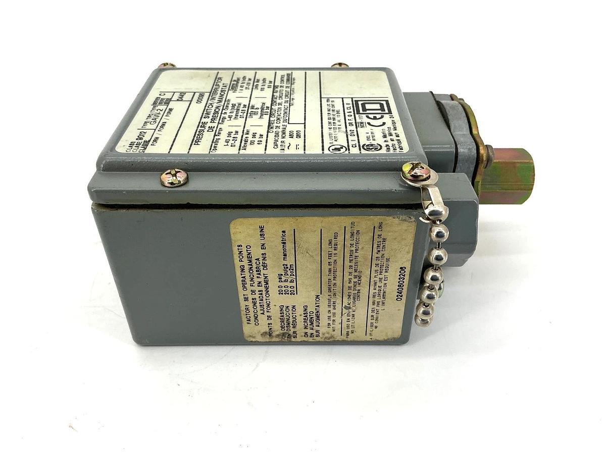 New Square D 9012GAW-2 Ser C Pressure Switch 1-40PSIG 600VAC 9012GAW2 - No Box