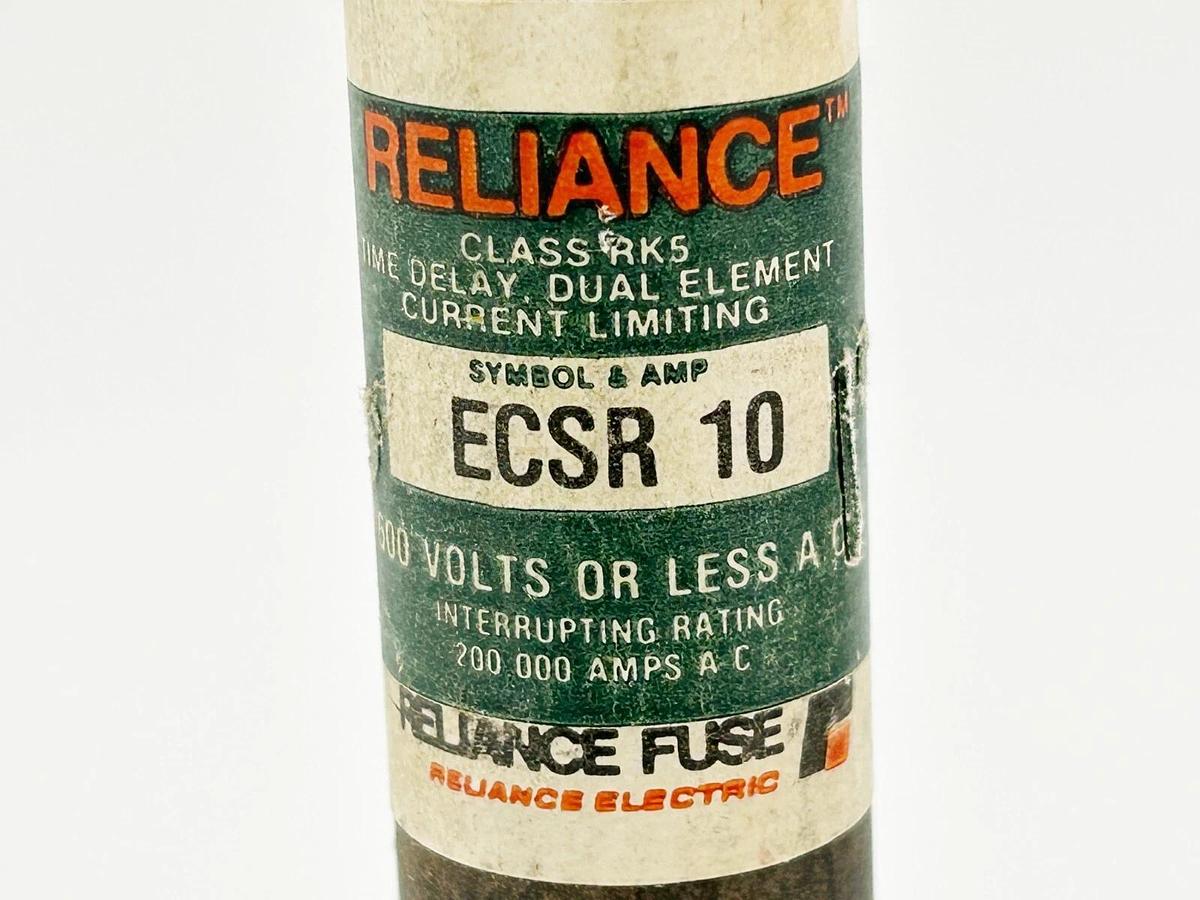 New Lot of 2 Reliance ECSR10 Time Delay Dual Element Fuse 10Amp 600V Class RK5