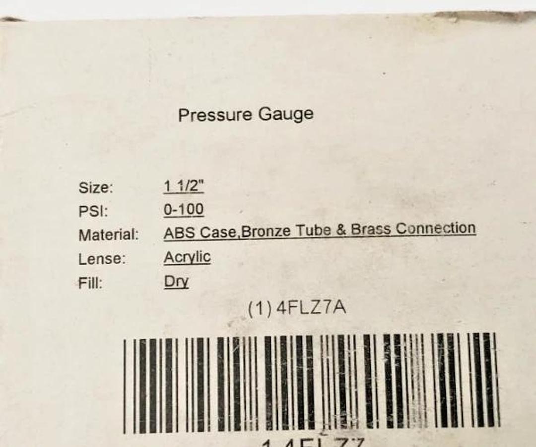 Lot of 2 New 4FLZ7 Bourdon Tube Pressure Gauges 1.5" 0-100psi 4FLZ7A