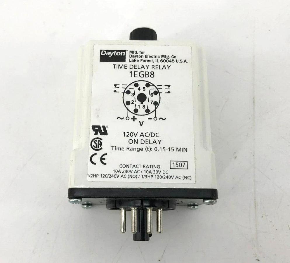 New Dayton 1EGB8 Time Delay Relay 120VAC 10A