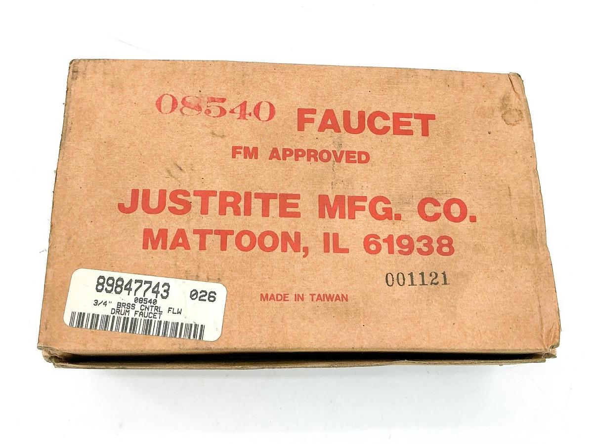 New Justrite 89847743 Drum Faucet 3/4" Brass CNTRL FLW