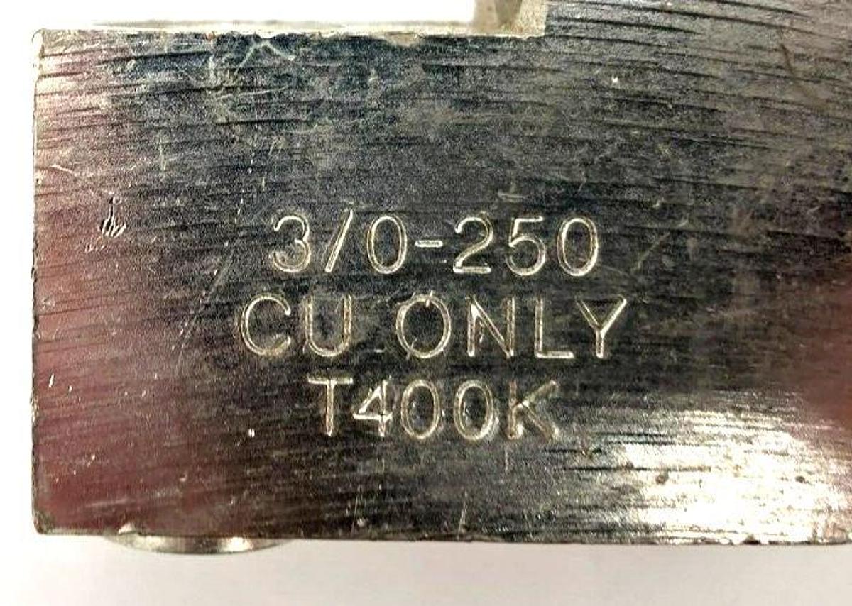 New CMC CD-252 Copper K Frame Lug Terminal, 3/0-250 T400 CU (Missing Hardware)