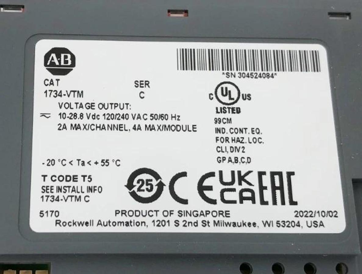 Lot of 2 New Allen Bradley 1734-VTM Ser. C Point I/O Voltage Terminal Module