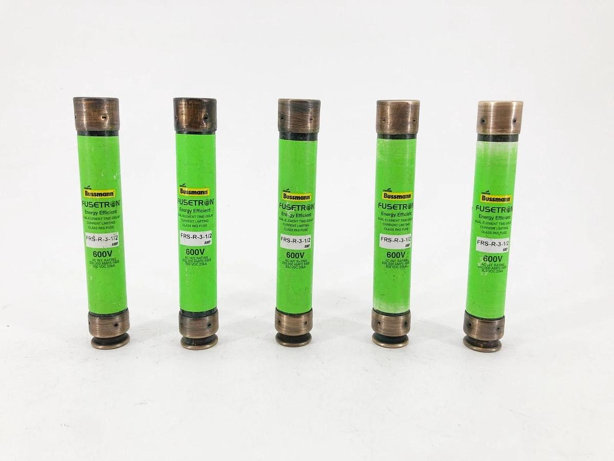 Lot of 5 New Bussmann FRS-R-3-1/2 Time Delay Fuses 3-1/2A 600V Class RK5