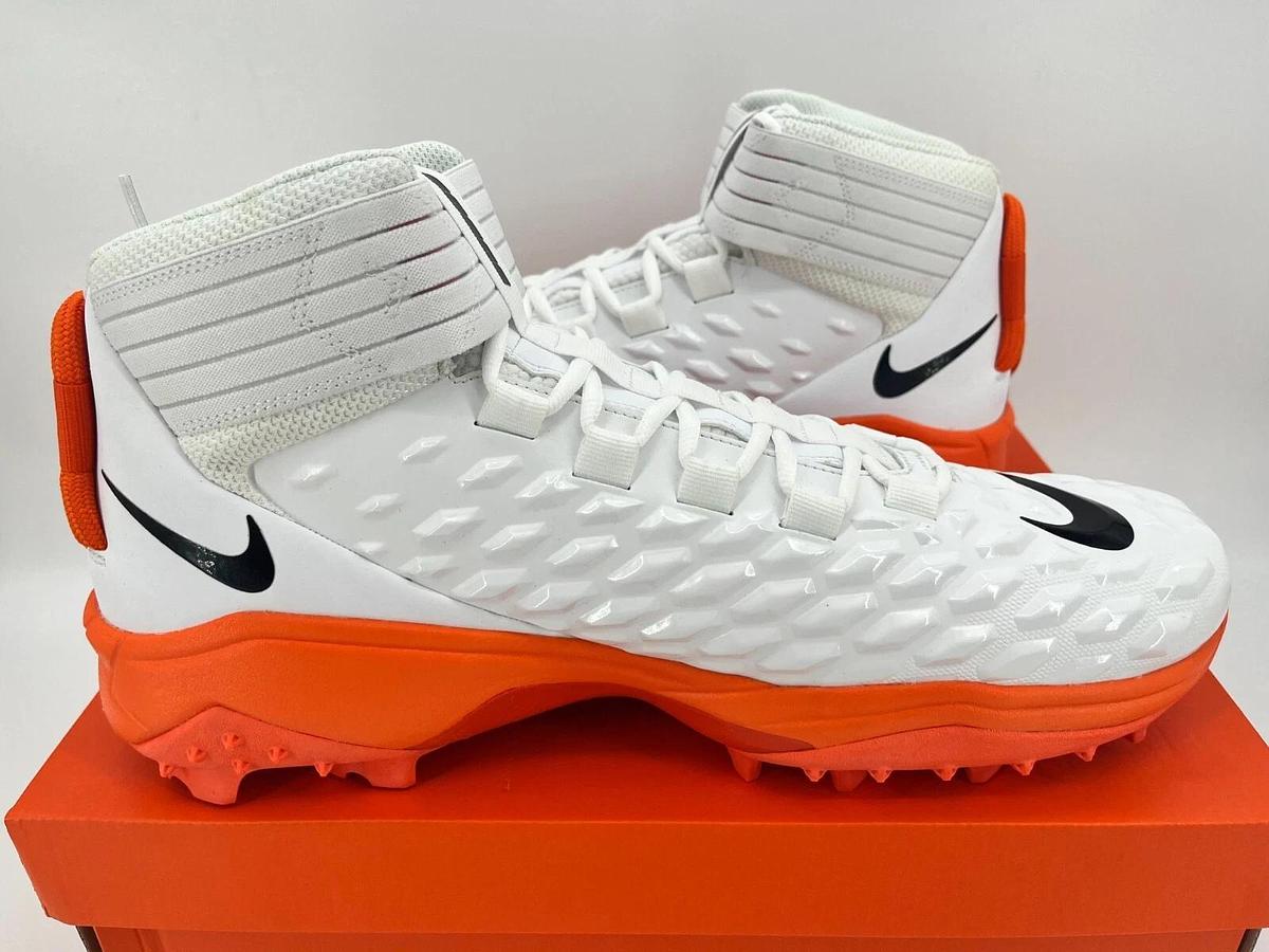 Nike Force Savage Pro 2 Shark P White/Orange Size 16 Football Cleats