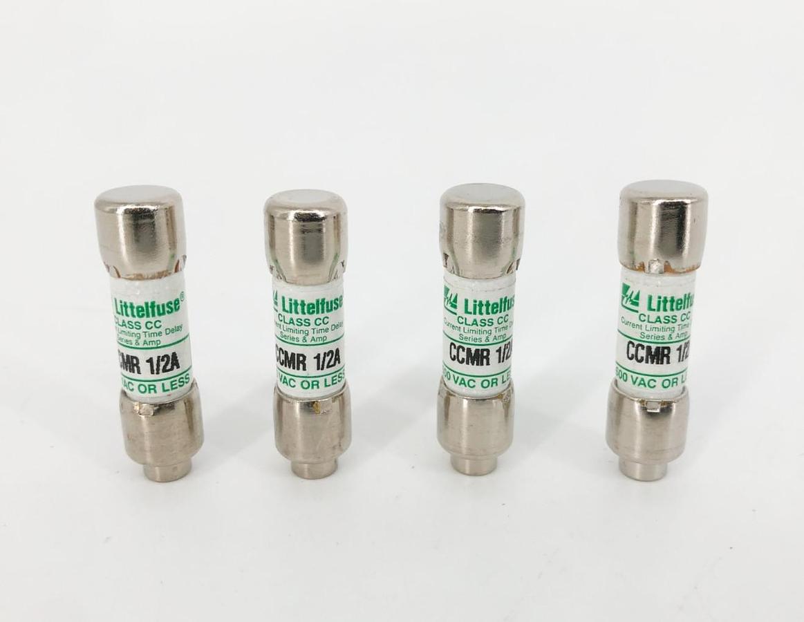 Lot of 4 New Littelfuse CCMR 1/2A Time Delay Fuses 1/2A 600VAC Class CC - No Box