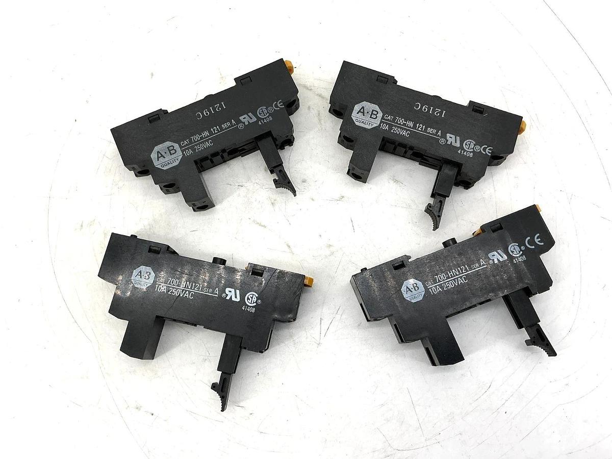 Used Lot of 4 Allen Bradley 700-HN121 Ser A Relay Socket 5-Blade 10A 250VAC