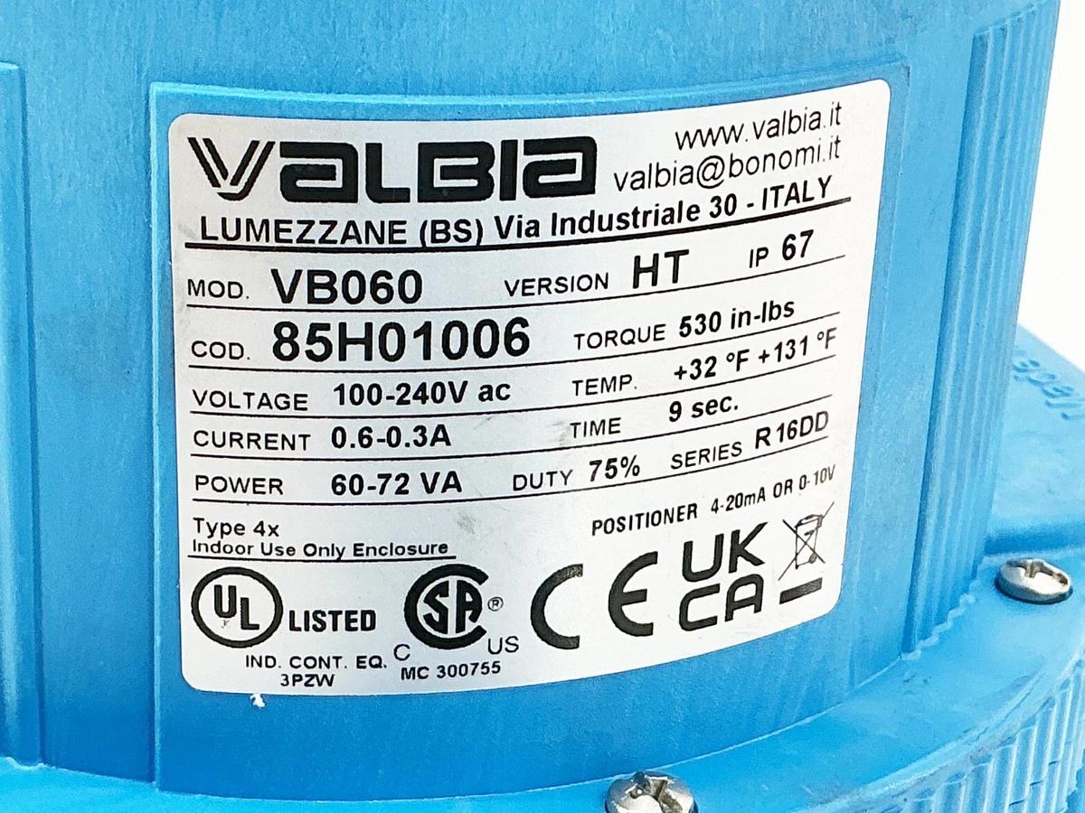 New Valbia VB060 85H01006 Valve Actuator 120/240V w/ 1-1/4" SS Valve - No Box
