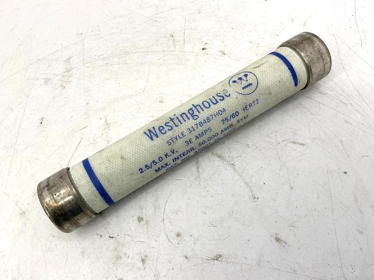 Used Westinghouse 317B487H04 Fuse 3A 2.5/5.0KV 25/60HZ A500T 3E Type 1