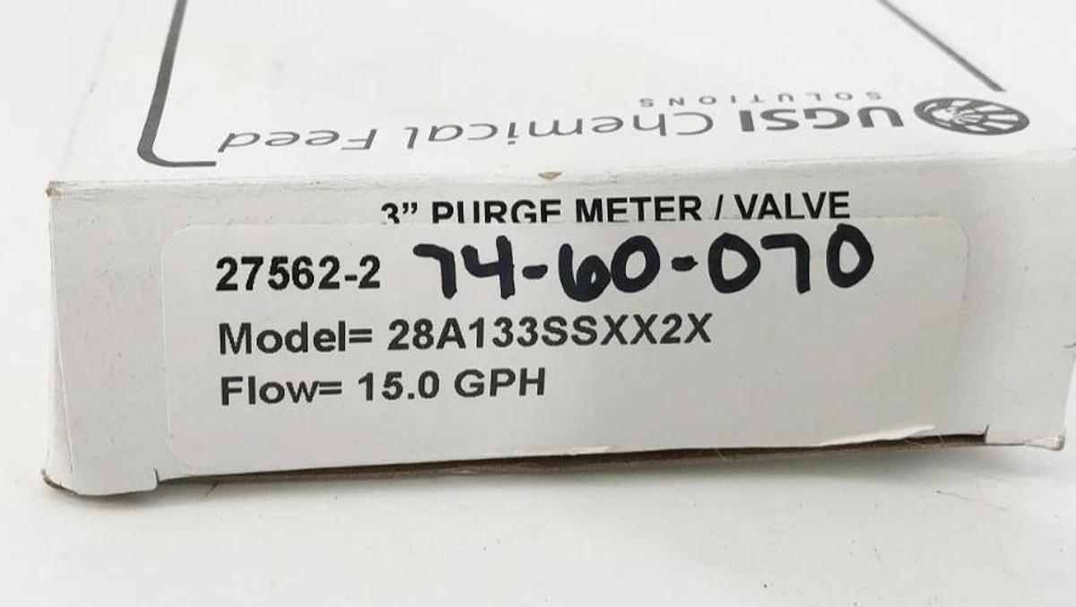 New UGSI 28A133SSXX2X Purge Meter Valve 3" 15.0 GPH 27562-2