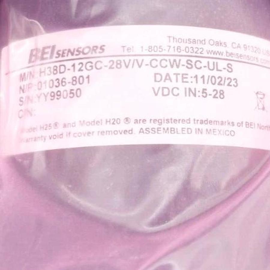 New BEI Sensors H38D-12GC-28V/V-CCW-SC-UL-S Explosion Proof Encoder 01036-801