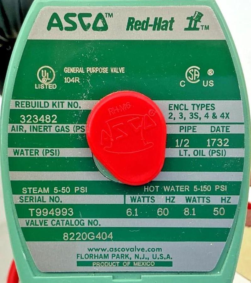 New ASCO 8220G404 110/120V Solenoid Valve 2-Way 1/2" Pipe 6.1W 50/60HZ 4NWZ4