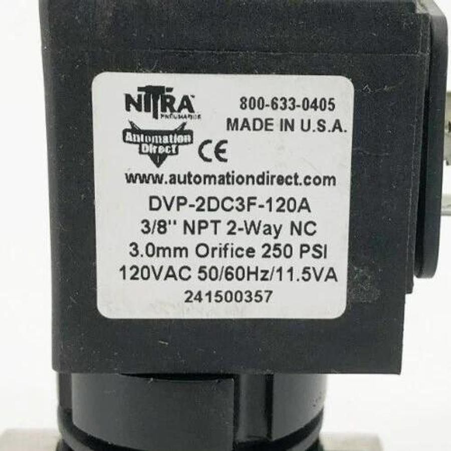 New Nitra DVP-2DC3F-120A Solenoid Valve 2-Way 3/8" NPT 120VAC