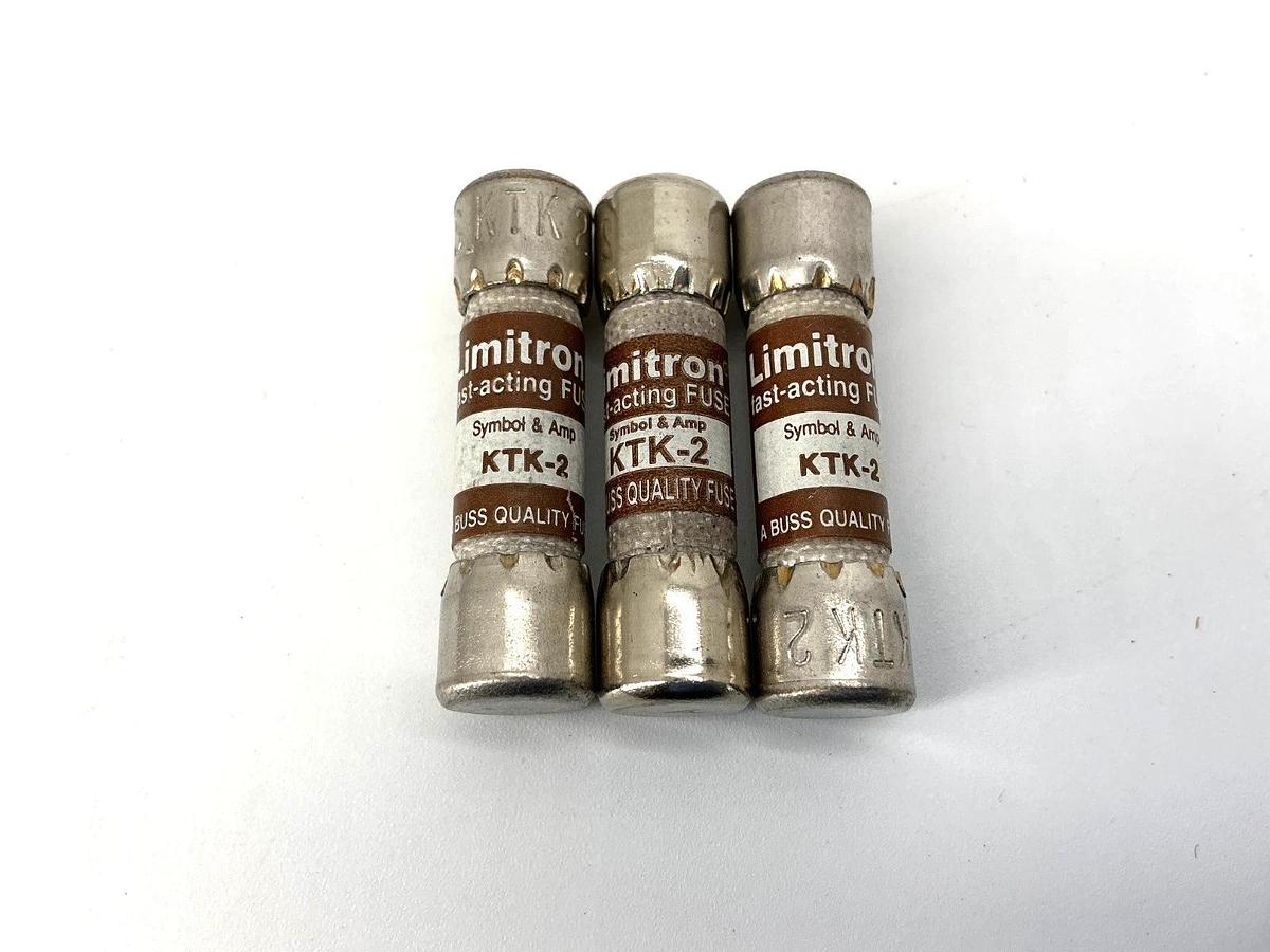 Lot of 3 New Bussmann KTK-2 Limitron Fast-Acting Fuse 2A 600V KTK2